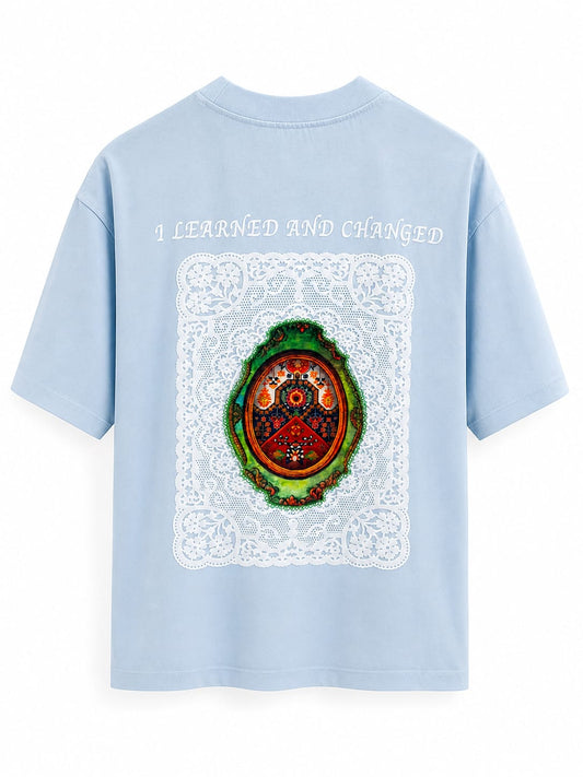 T-Shirt Oversize Bleu Ciel « I Learned and Changed »