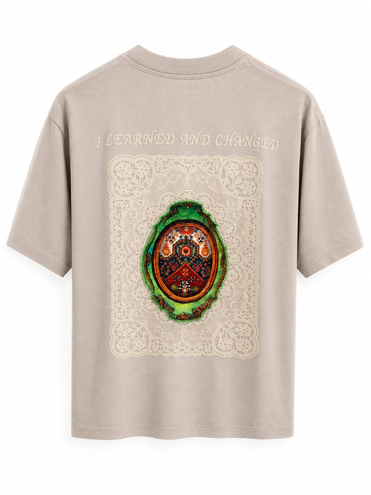 T-Shirt Oversize Beige Sable « I Learned and Changed »