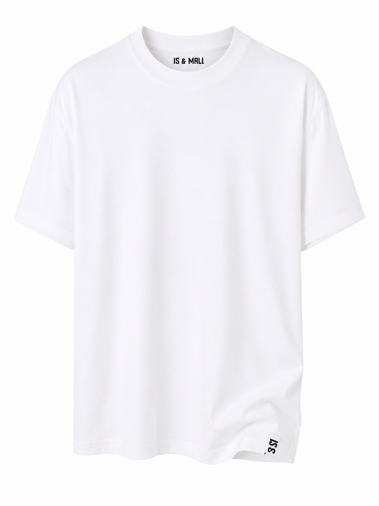 T-shirt Homme Blanc Premium – Col Rond & Coupe Regular | IS & MALL