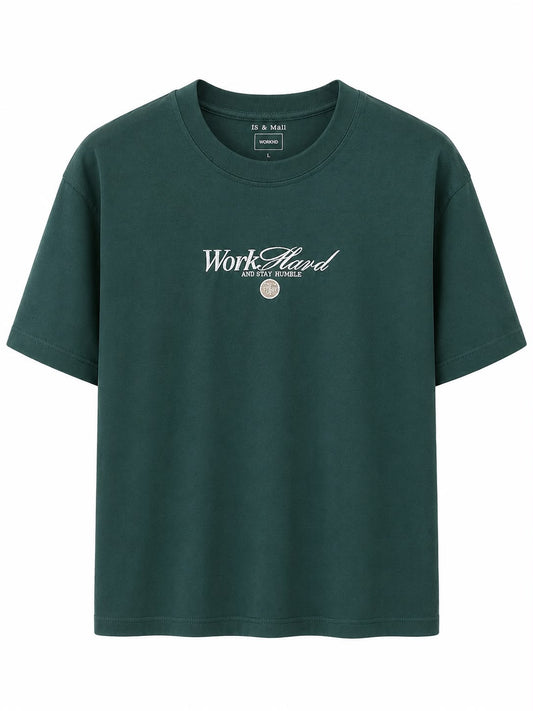 T-shirt Homme Vert Oversize Imprimé Vintage – Work Hard | IS & MALL