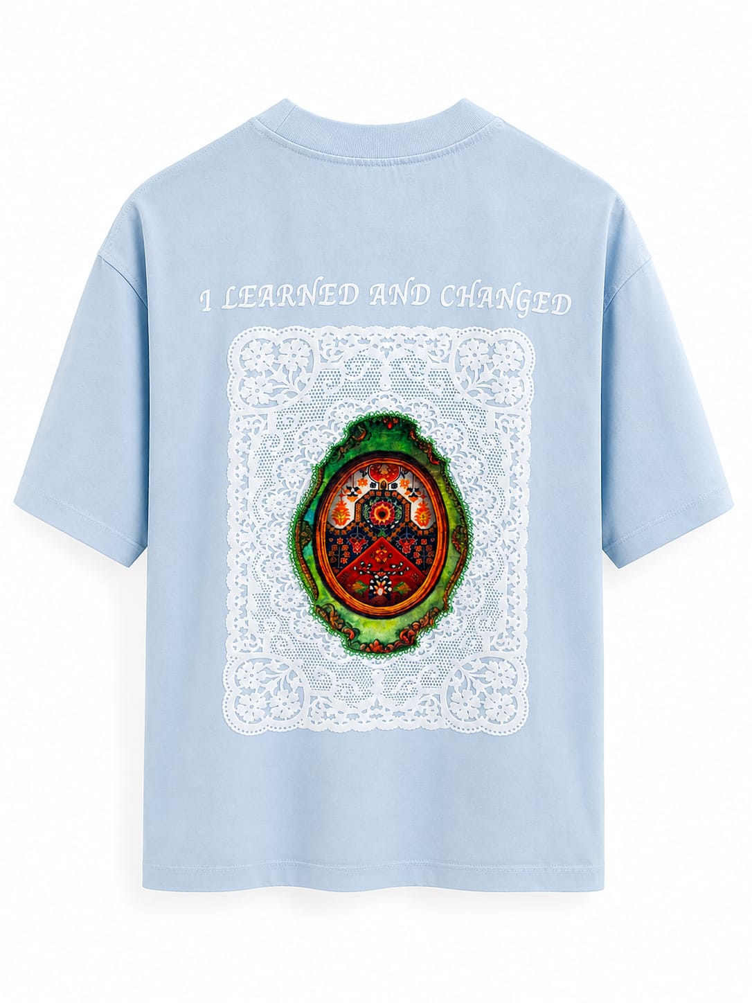 T-Shirt Oversize Bleu Ciel « I Learned and Changed »
