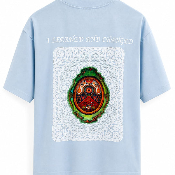 T-Shirt Oversize Bleu Ciel « I Learned and Changed »
