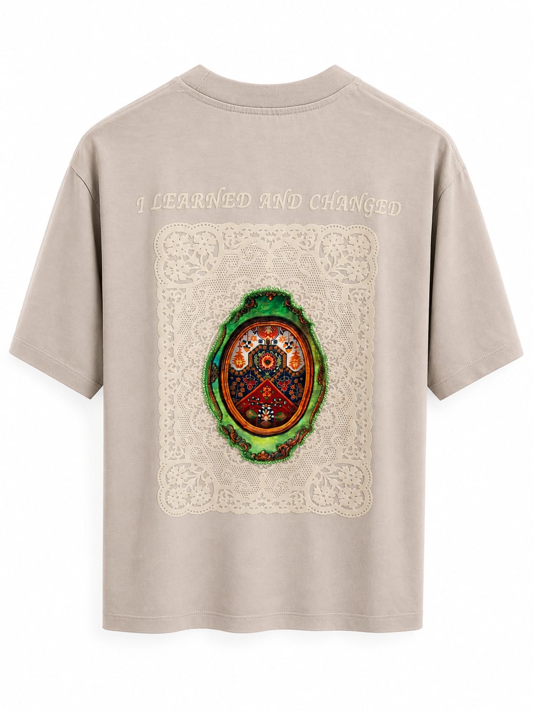 T-Shirt Oversize Beige Sable « I Learned and Changed »