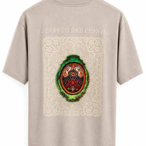 T-Shirt Oversize Beige Sable « I Learned and Changed »