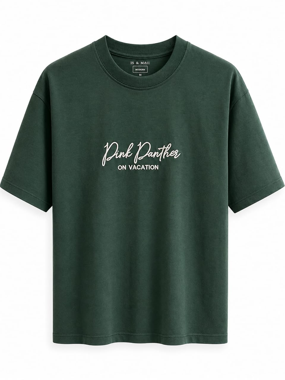 T-Shirt Oversize Vert Forêt « Pink Panther On Vacation »