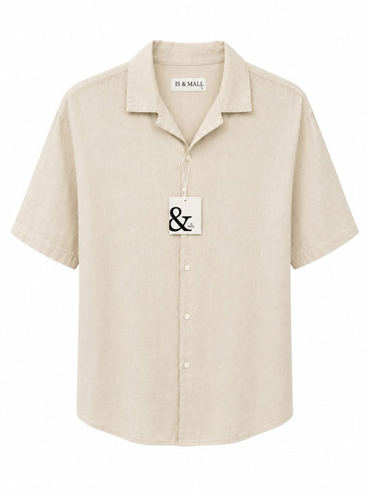 Chemise Homme Beige à Manches Courtes – Coupe Décontractée