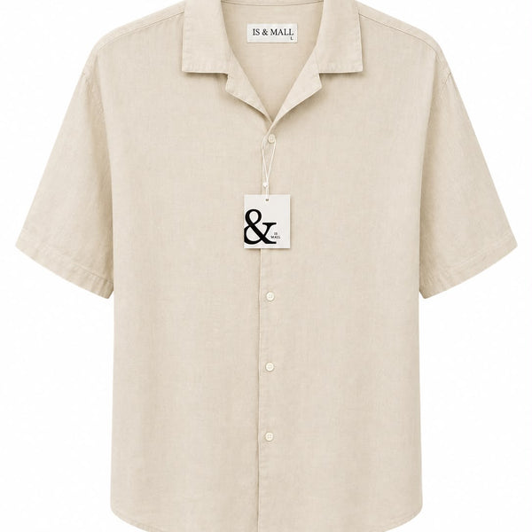 Chemise Homme Beige à Manches Courtes – Coupe Décontractée